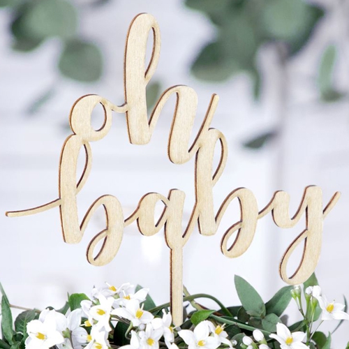PartyDeco Cake Topper Oh Baby - Holz