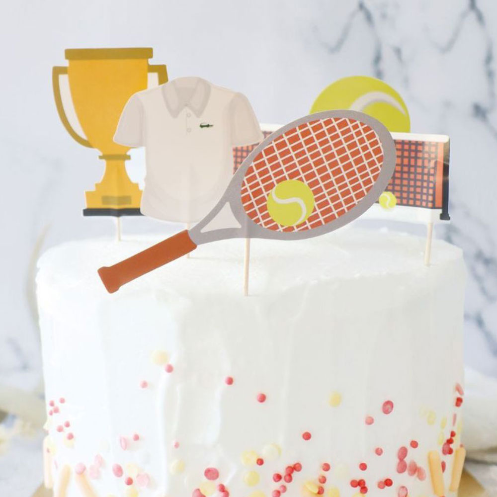 Cake Topper Tennis - Tennisball, Schläger, Pokal, Netz