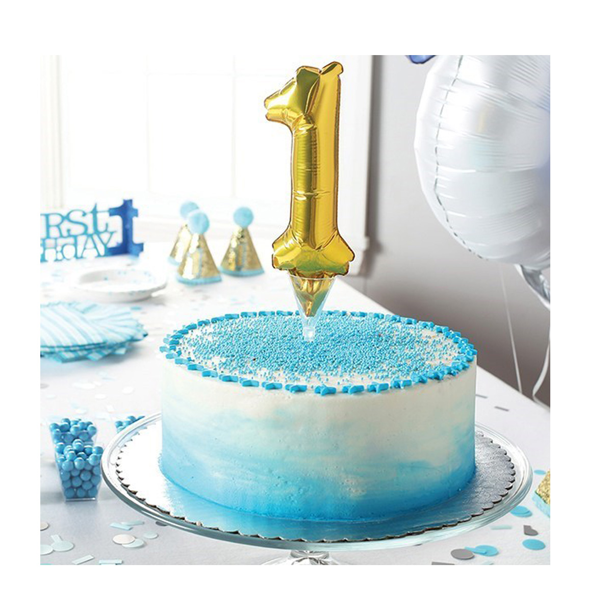 Cake Topper Luftballon Zahlenballon Gold - Zahl 3