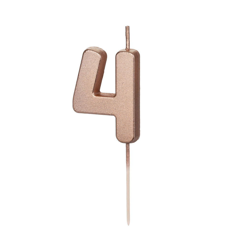 Partydeco Geburtstagskerze Zahlenkerze Rosegold - Zahl 4