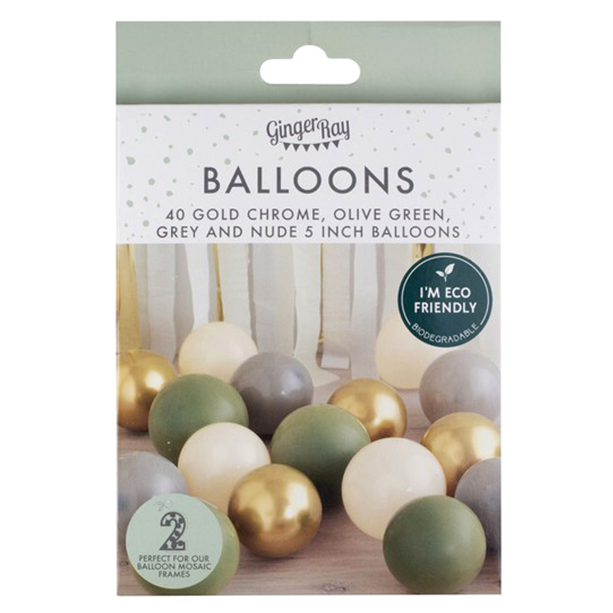 Umweltfreundliche Luftballons - 40 Stück Olive / Gold