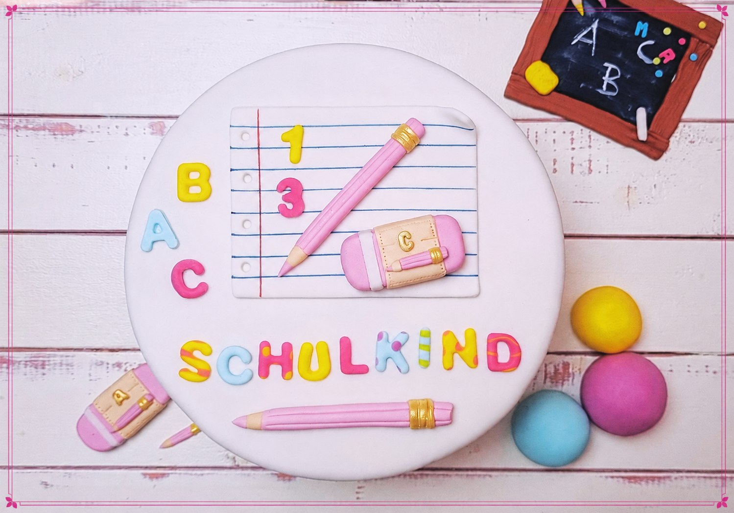 Einschulungstorte mit Radiergummi als Topper