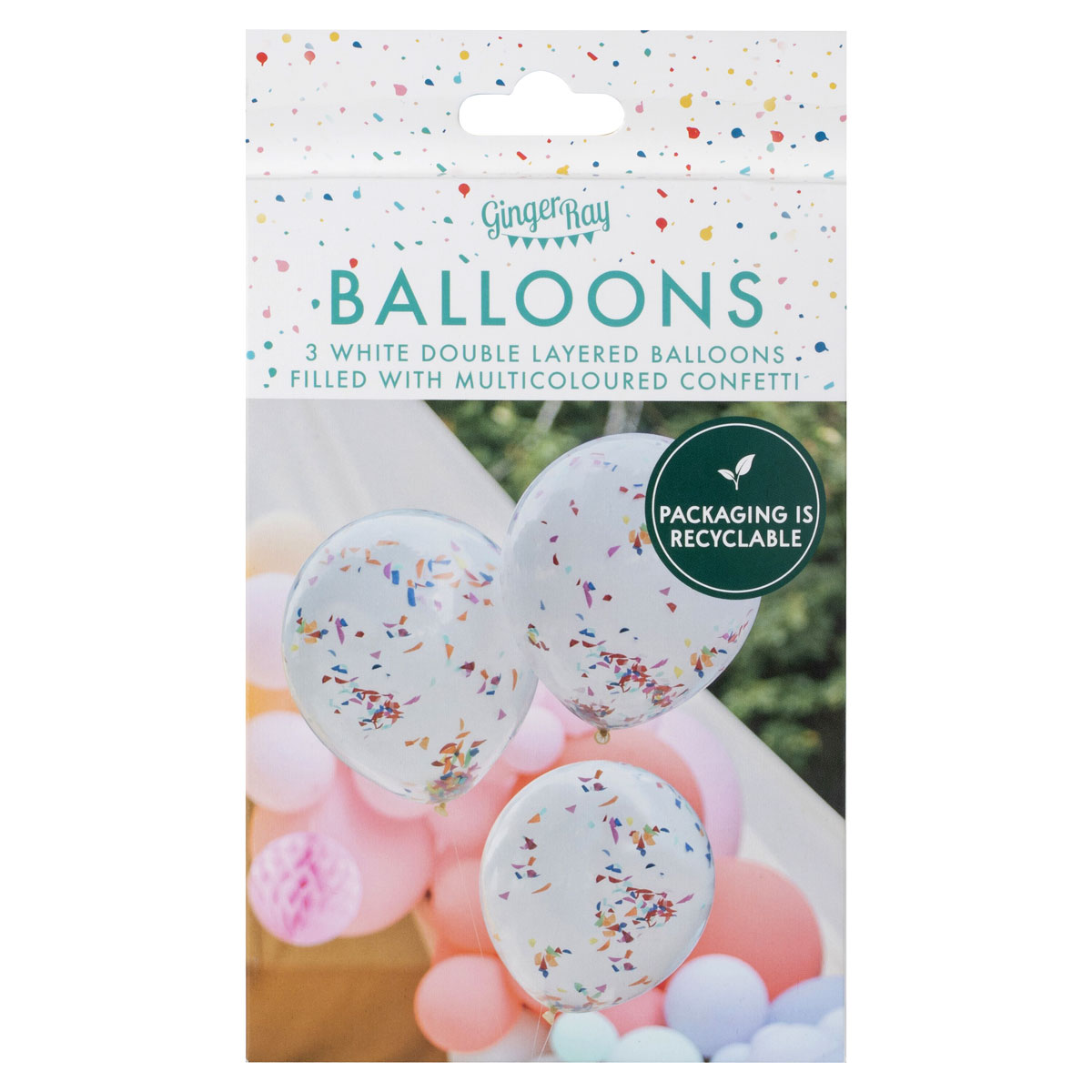 Ginger Ray doppellagige Luftballon - Rainbow Konfetti