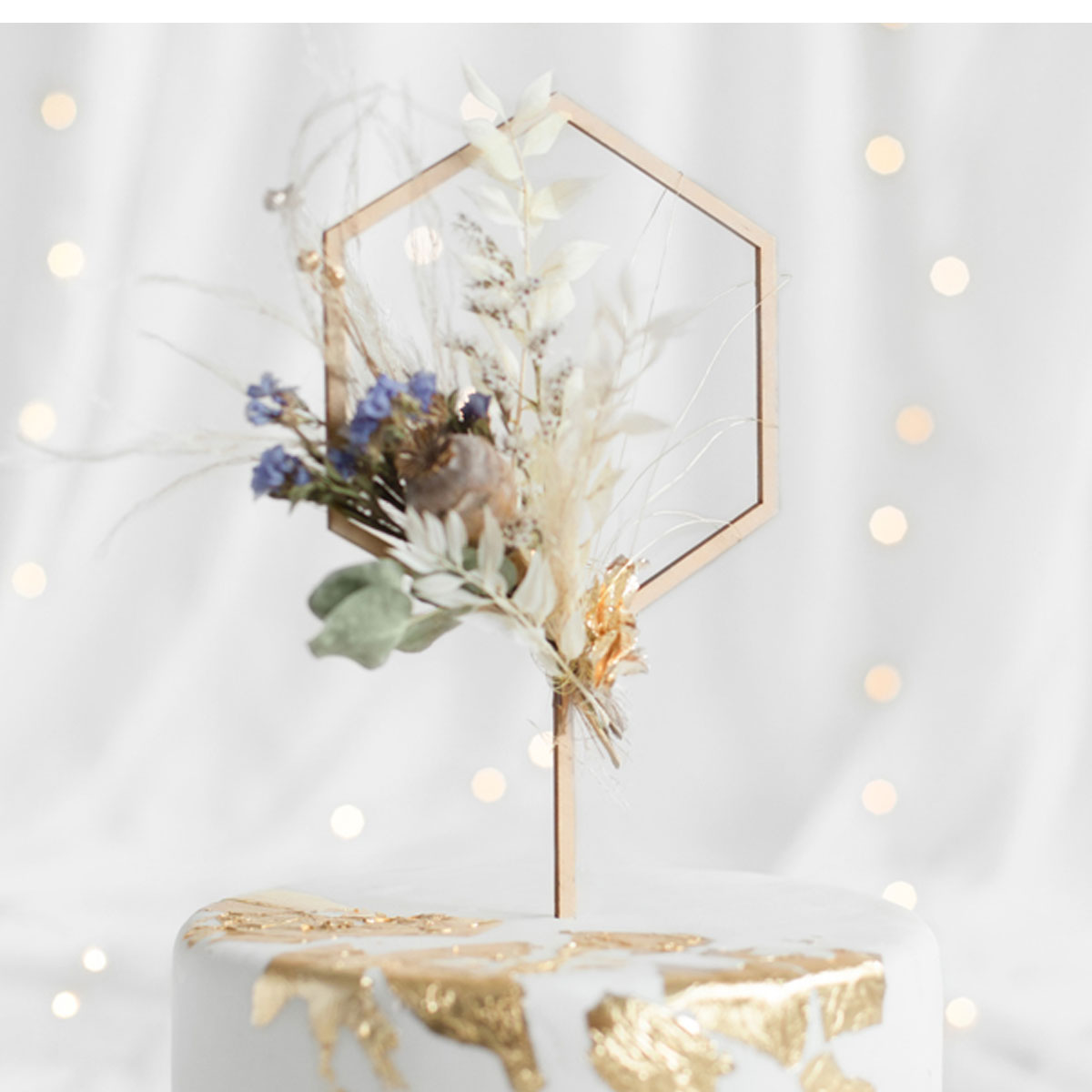 Partydeco Holz Cake Topper - Hexagon