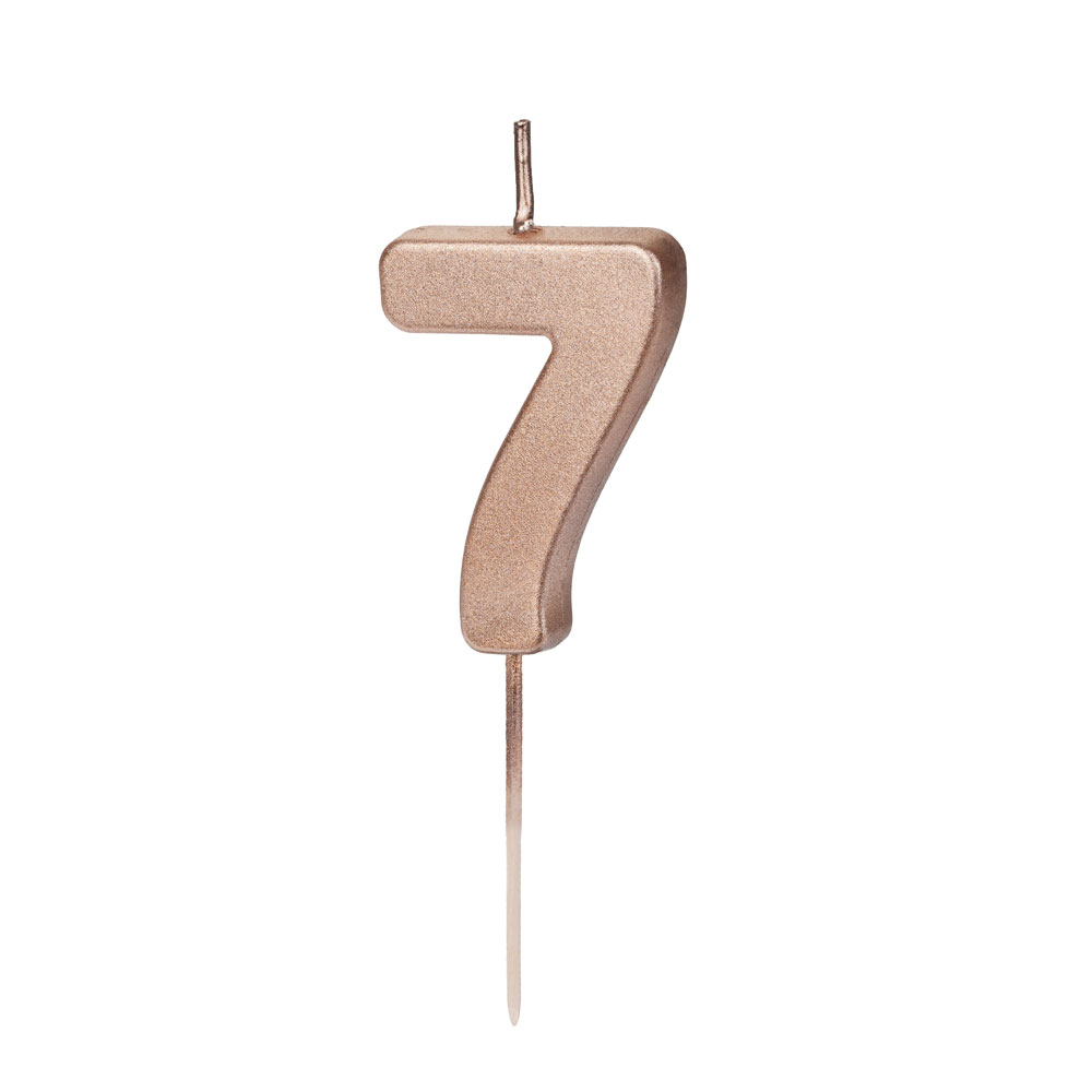 Partydeco Geburtstagskerze Zahlenkerze Rosegold - Zahl 7