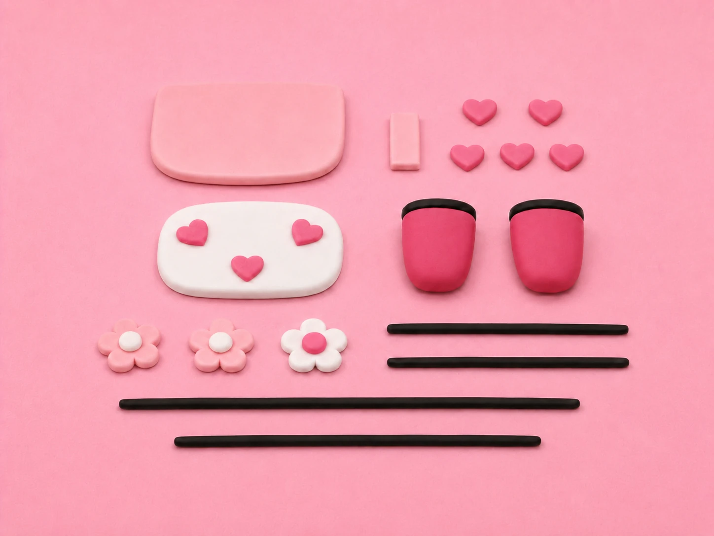 Einzelteile Rucksack aus Fondant