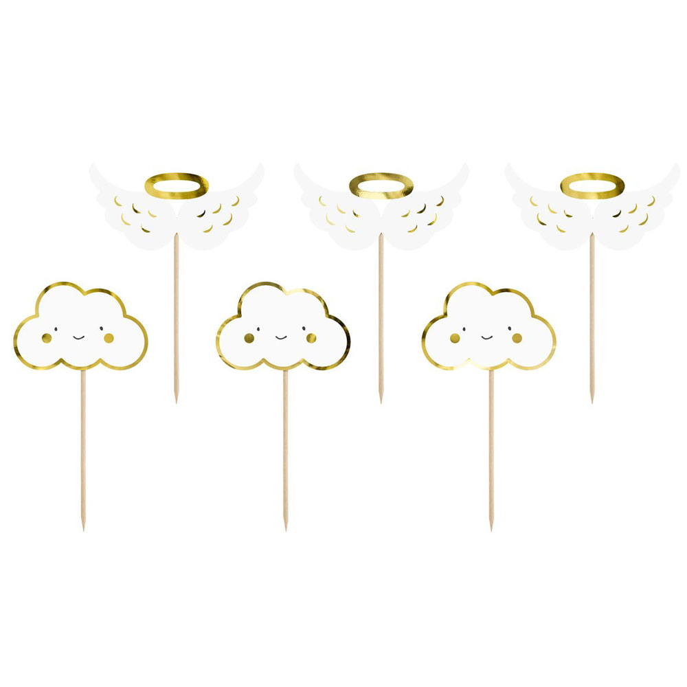 Partydeco Cupcake Topper Wolken und Flügel 6 Stück