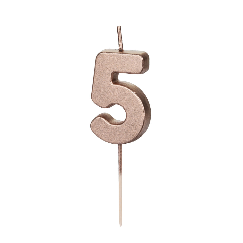 Partydeco Geburtstagskerze Zahlenkerze Rosegold - Zahl 5