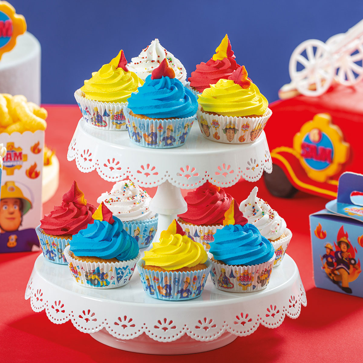 Cupcake Förmchen Feuerwehrmann SAM Blau/Weiss 36 Stück