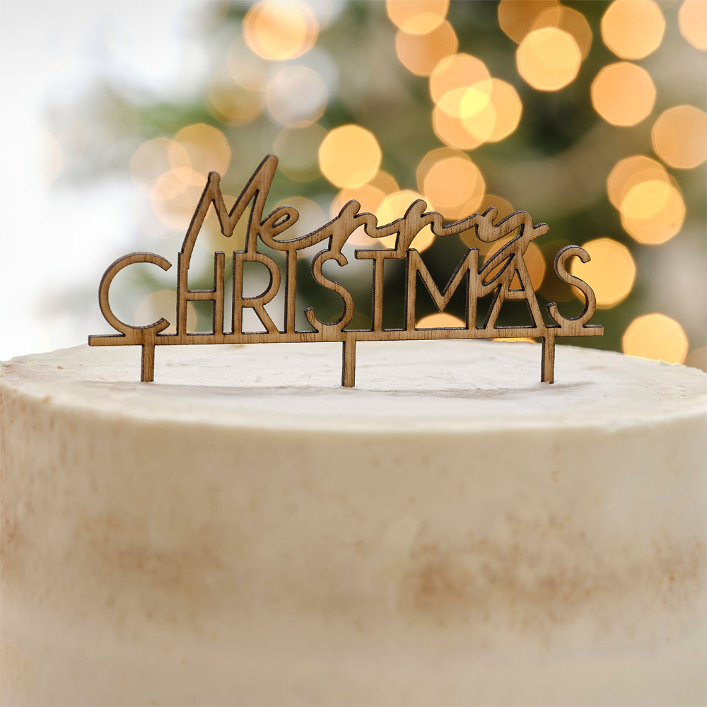 Ginger Ray Cake Topper Holz - Merry Christmas