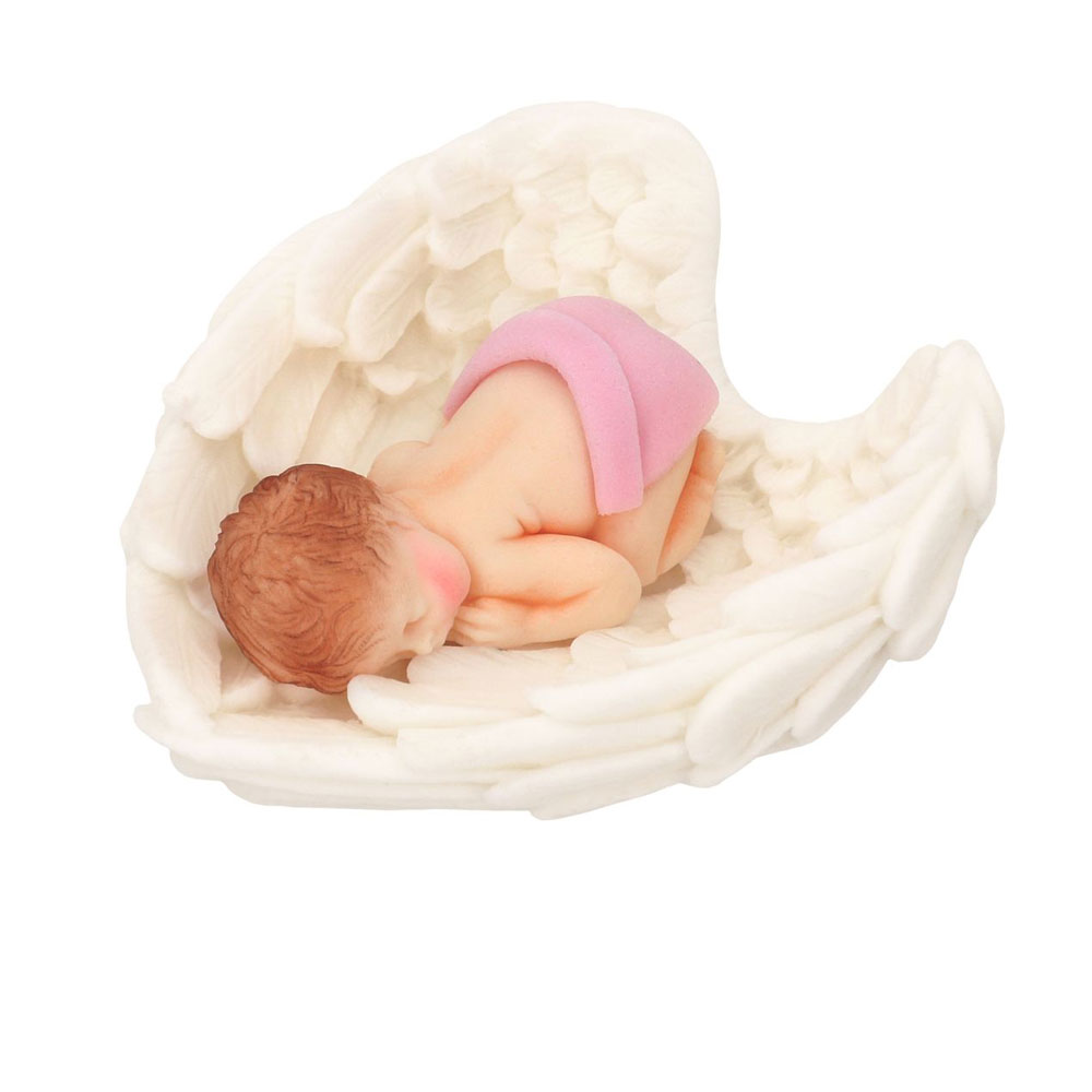 Cake Topper Tortendeko Baby auf Flügel - Rosa