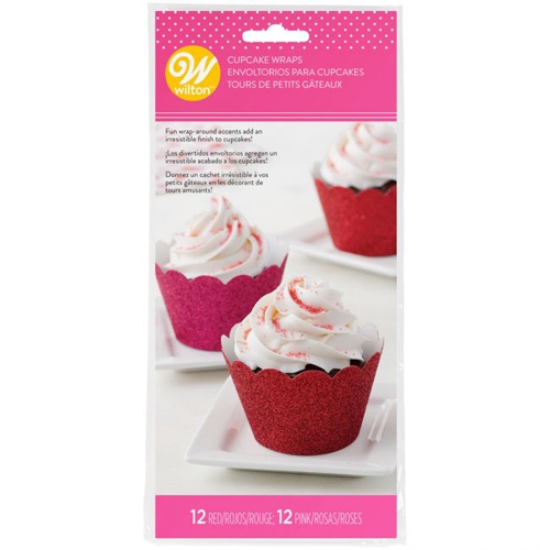 Wilton Cupcake Wrapper - Glitzernd Rot & Rosa 24 Stück