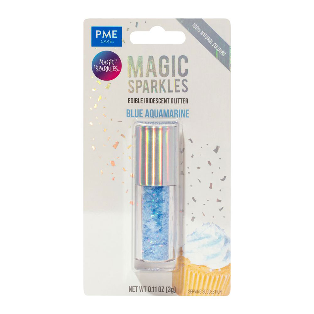 Magic Sparkles – Essbarer Glitzer, irisierende Glitterflocken Aquablau 3g