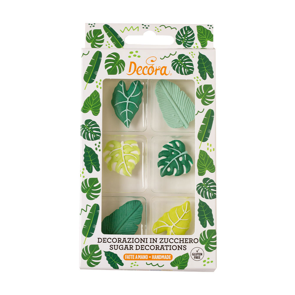 Decora Tropische Blätter aus Zucker - 6 Stück