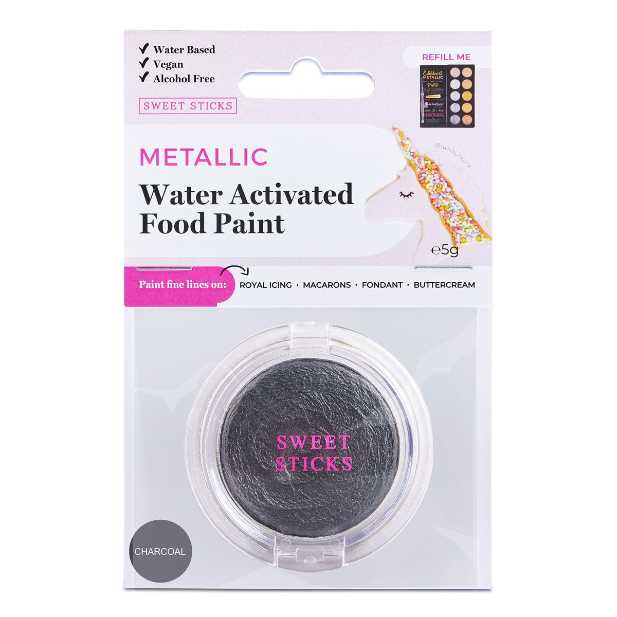 Sweet Sticks water activated Paint - Charcoal
