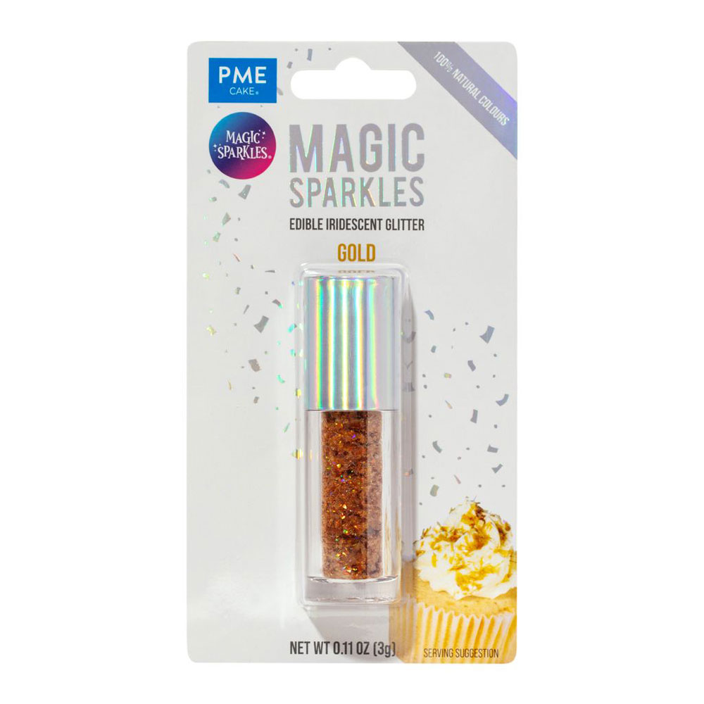 Magic Sparkles – Essbarer Glitzer, irisierende Glitterflocken Gold 3g