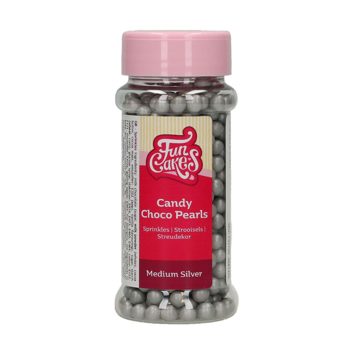 FunCakes Candy Choco Pearls Medium Silbergrau 80g