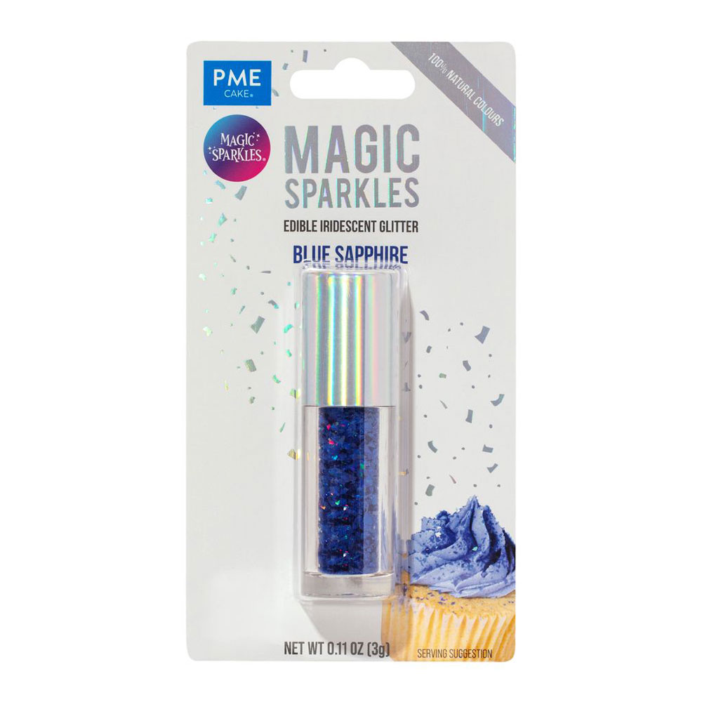 Magic Sparkles – Essbarer Glitzer, irisierende Glitterflocken Saphirblau 3g
