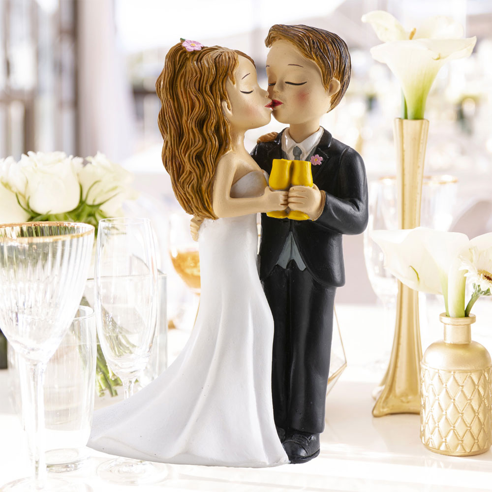 Tortenfigur Hochzeit - Brautpaar mit Sektglas