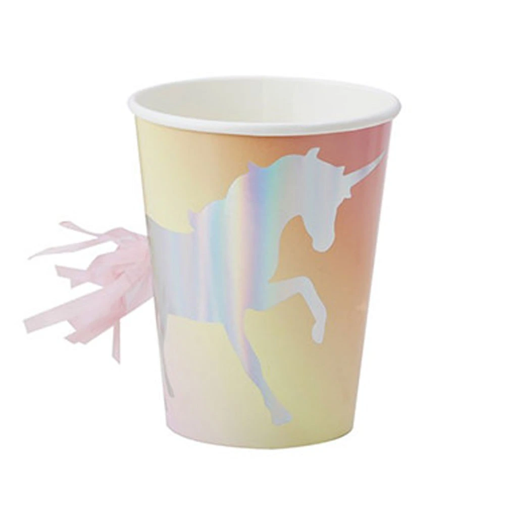 Pappbecher Einhorn schimmernd - 8 Stück