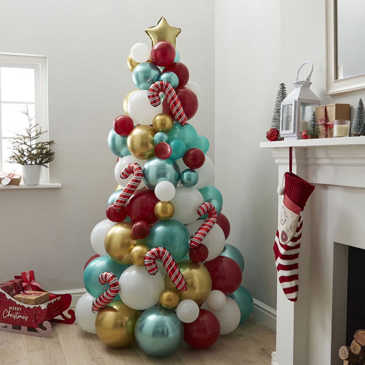 Luftballon Weihnachtsbaum mit Zuckerstangen