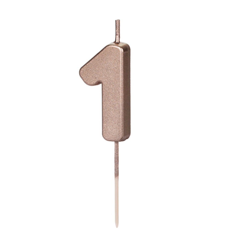 Partydeco Geburtstagskerze Zahlenkerze Rosegold - Zahl 1