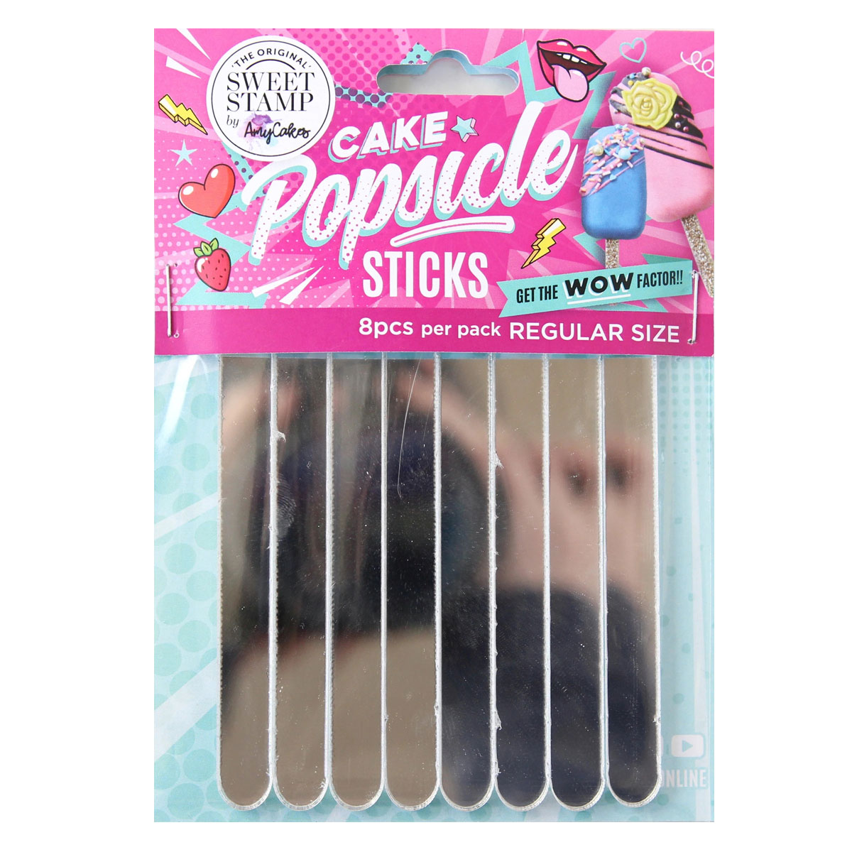 Sweet Stamp Mini Cakesicle Popsicle Sticks - Silber 8 Stück