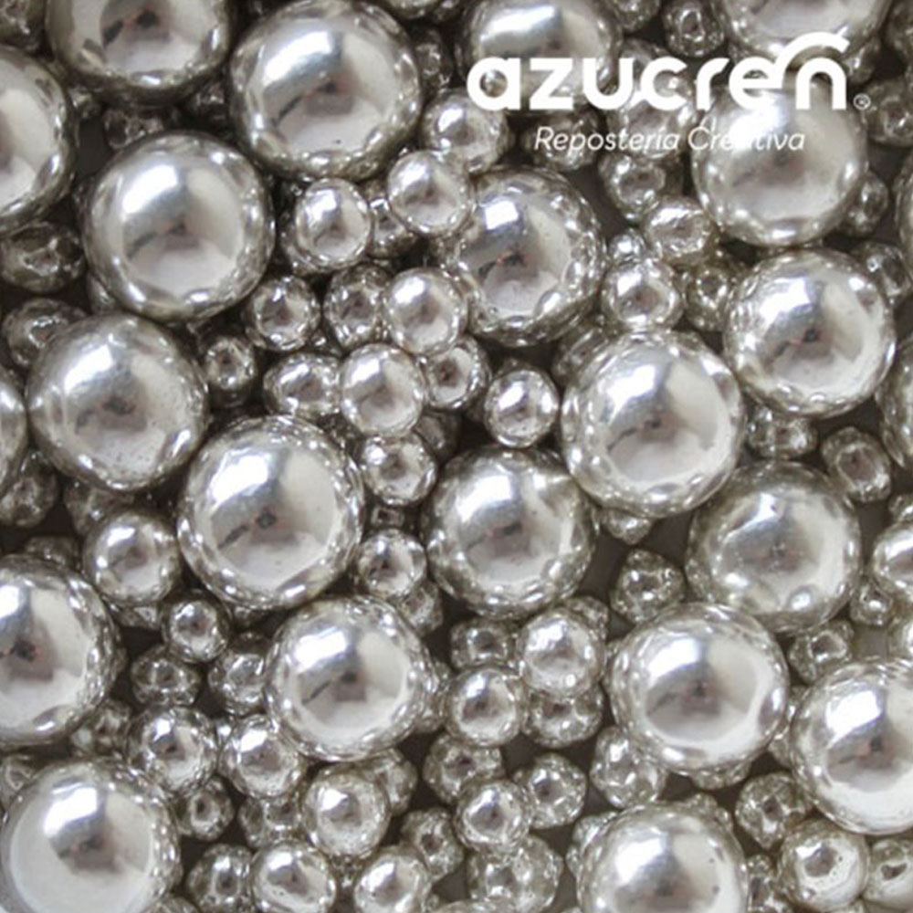  Zuckerperlen Metallic Silber Mix - 4-8mm
