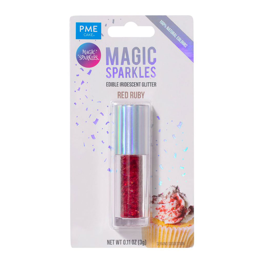 Magic Sparkles – Essbarer Glitzer, irisierende Glitterflocken Rot 3g