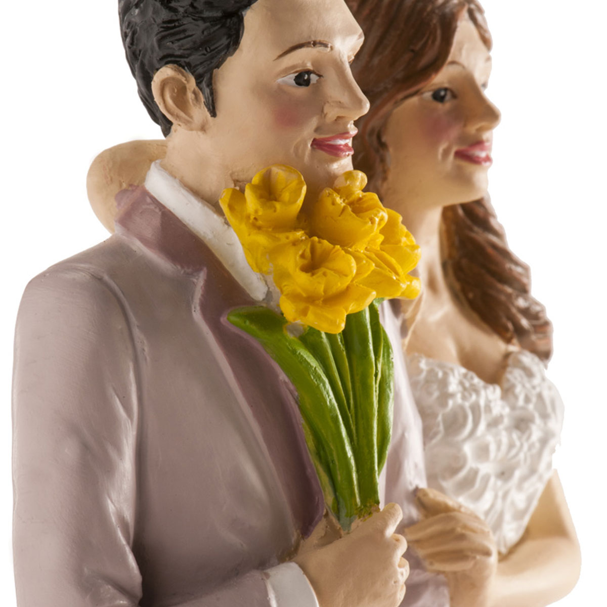 Tortenfigur Hochzeit - Brautpaar mit gelben Blumen