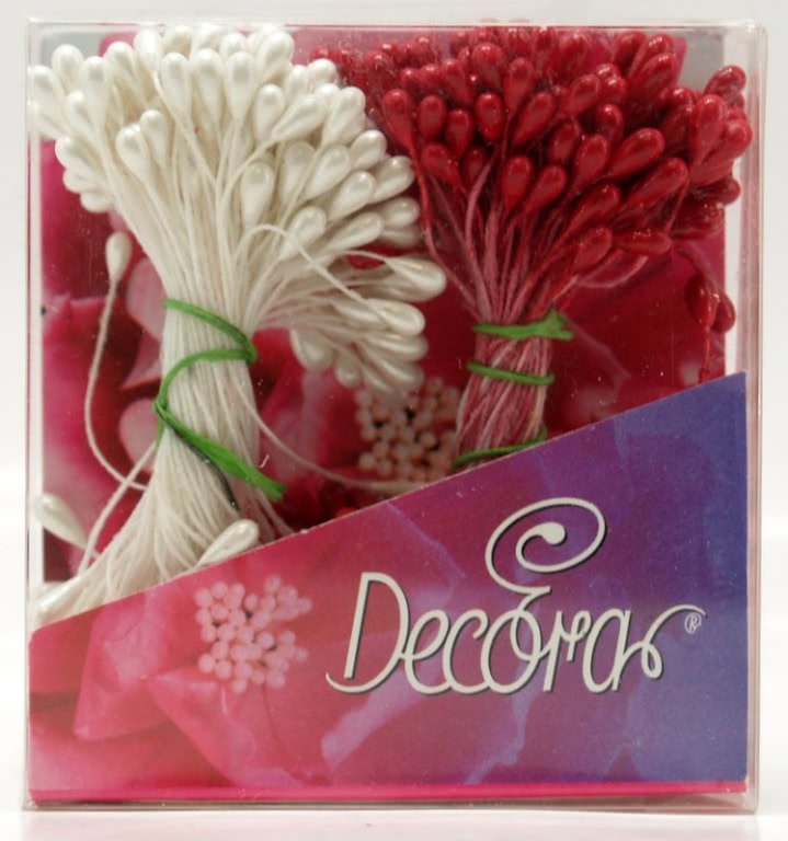 Decora Blütenpollen Set - Rot und Perlmutt 288 Stück