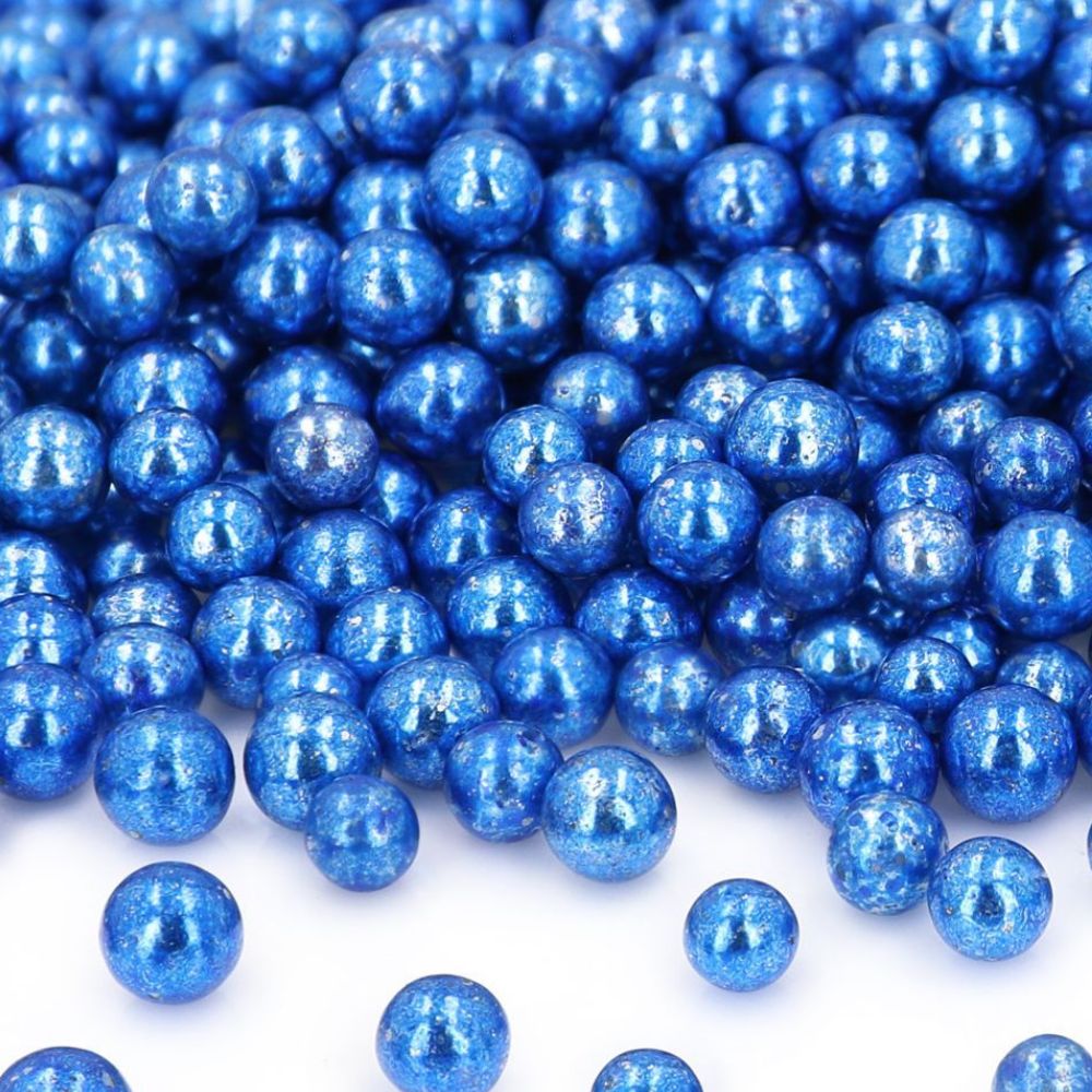 CM dunkelblaue Zuckerperlen 7 mm, 80 g mit Puffreis-Kern