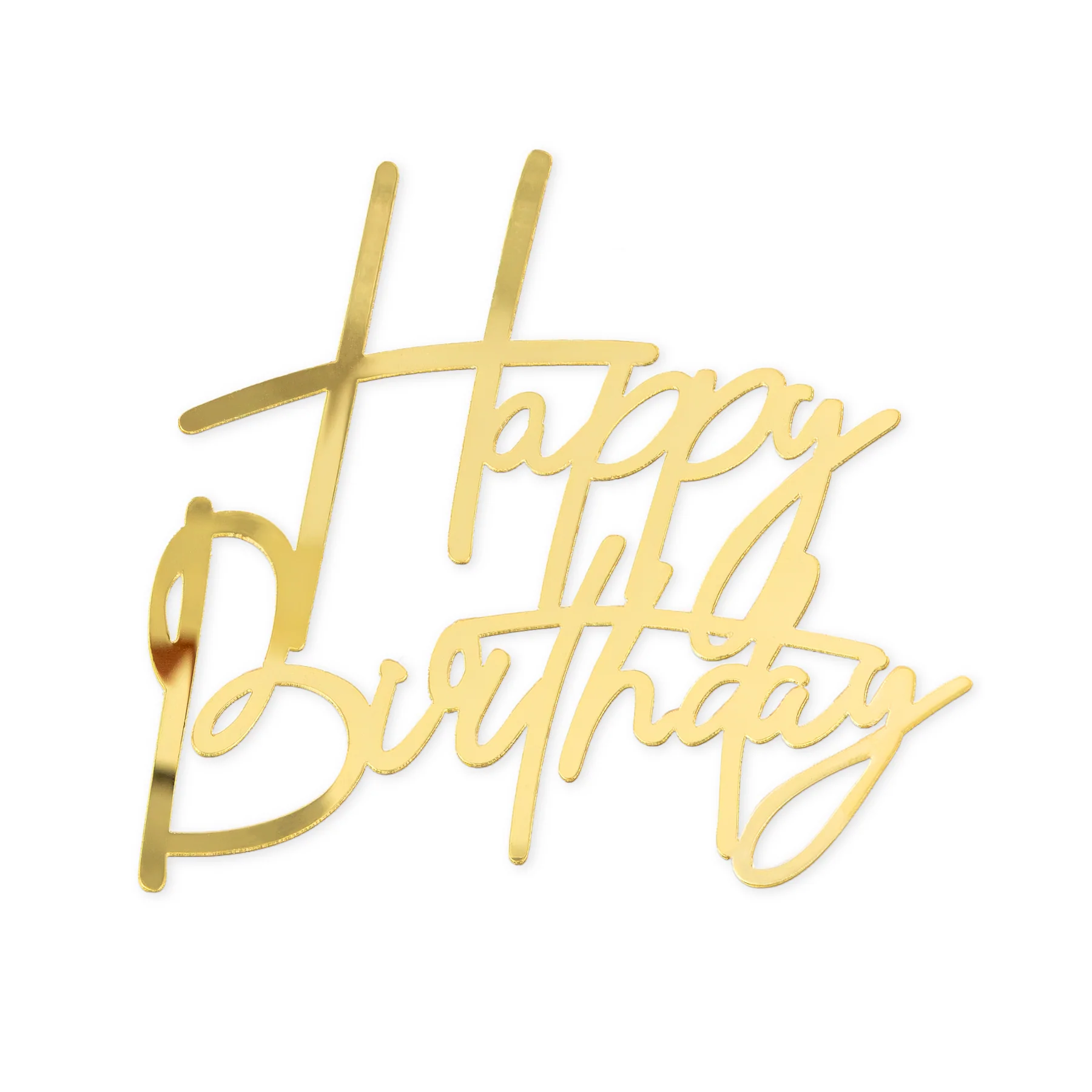 Happy Birthday Fronttopper in Gold-Spiegeloptik - 12cm