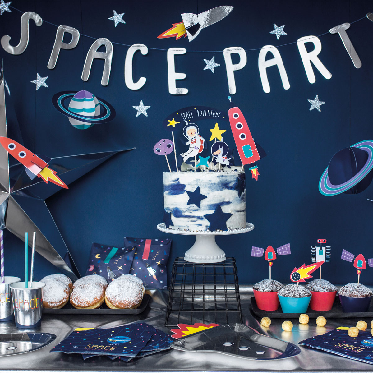 Partydeco Girlande Banner - Space Party