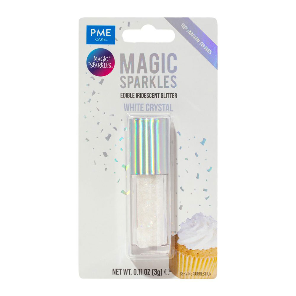 Magic Sparkles – Essbarer Glitzer, irisierende Glitterflocken Weißer Kristall 3g