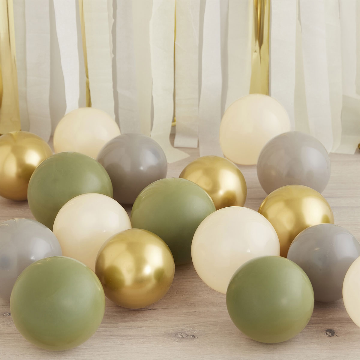 Umweltfreundliche Luftballons - 40 Stück Olive / Gold