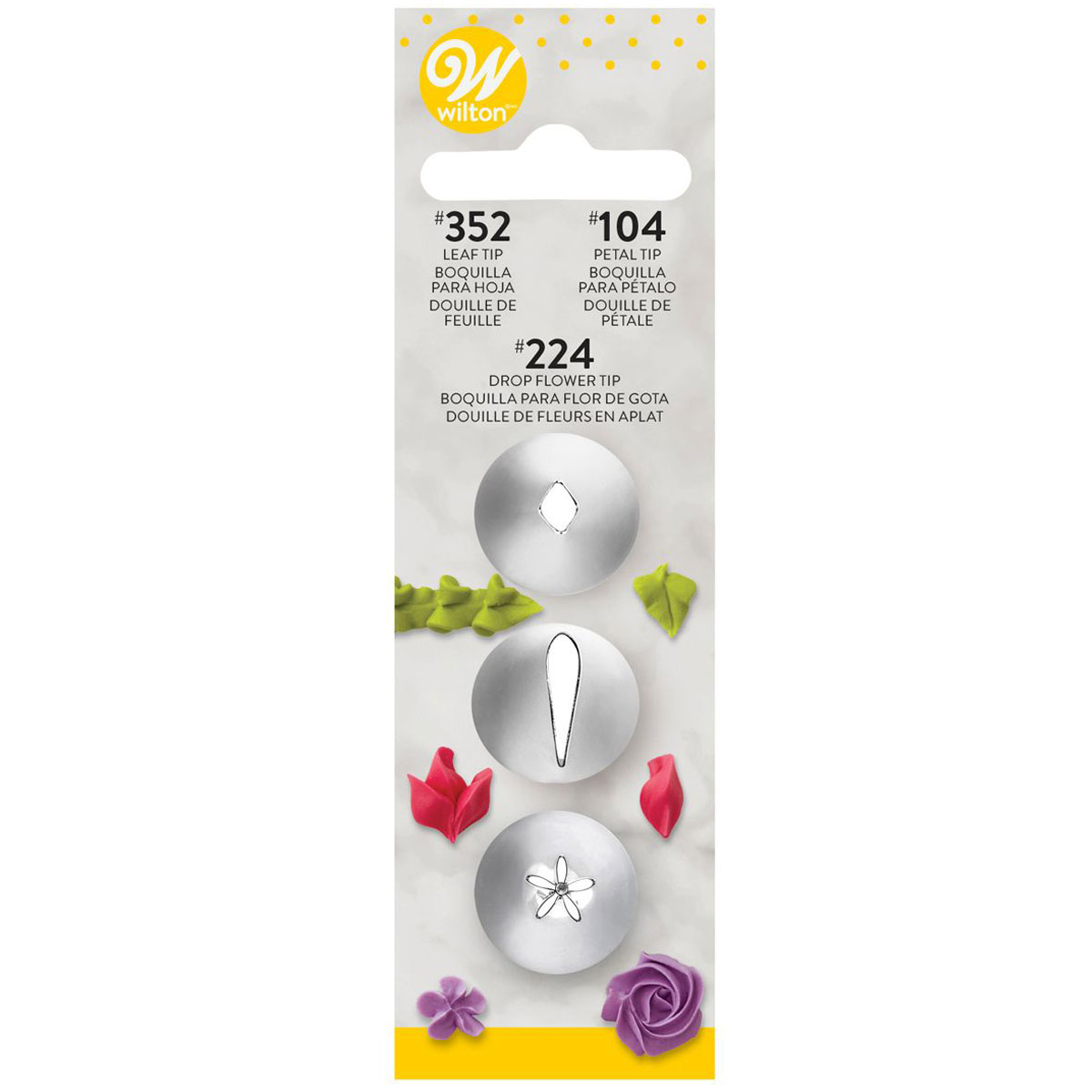 Wilton Tülle Decorating Tip Set #352 Blatt, #104 Blüte, #224 Blume