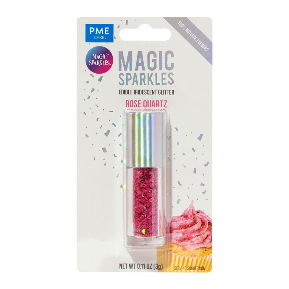 Magic Sparkles – Essbarer Glitzer, irisierende Glitterflocken Rosa Quarz 3g