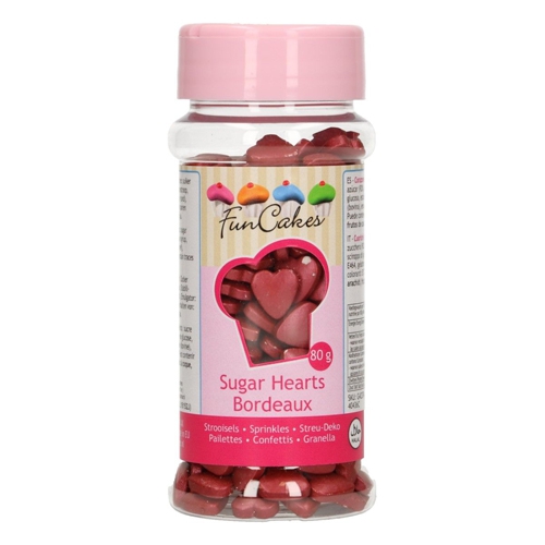 Funcakes Zuckerdeko Streudeko - Herzen Bordeaux