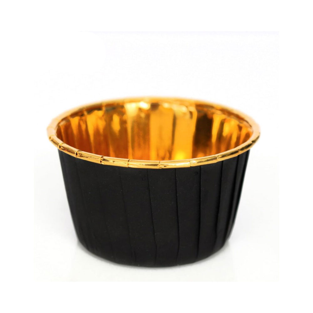 Muffinförmchen aus Aluminiumfolie - Schwarz/Gold 50 Stück