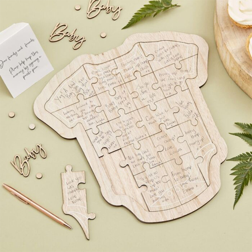 Gästebuch alternative Baby Shower Babybody - Holz