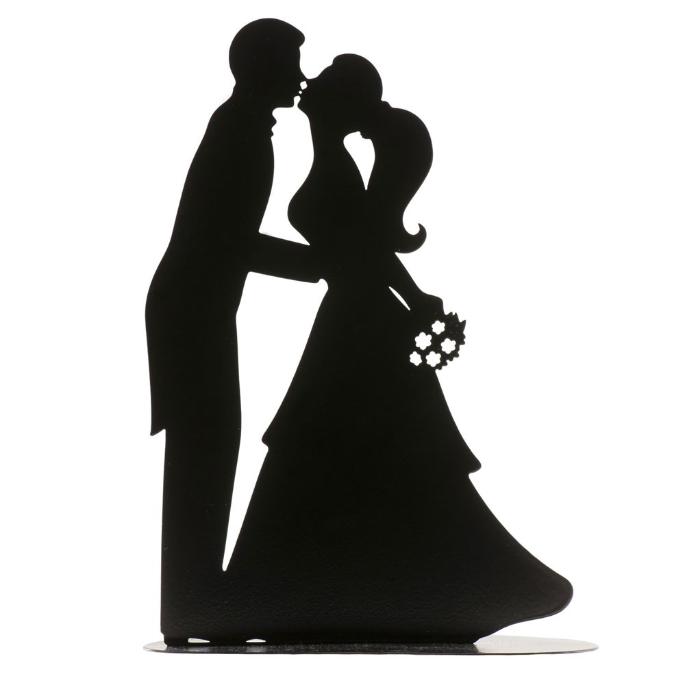 Küssendes Brautpaar - Silhouette aus Metall