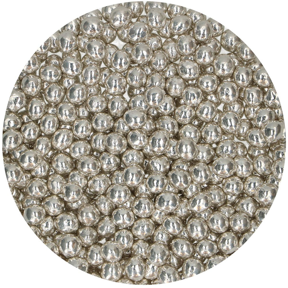 FunCakes Knusprige Schokoperlen - Metallic Silber 60g