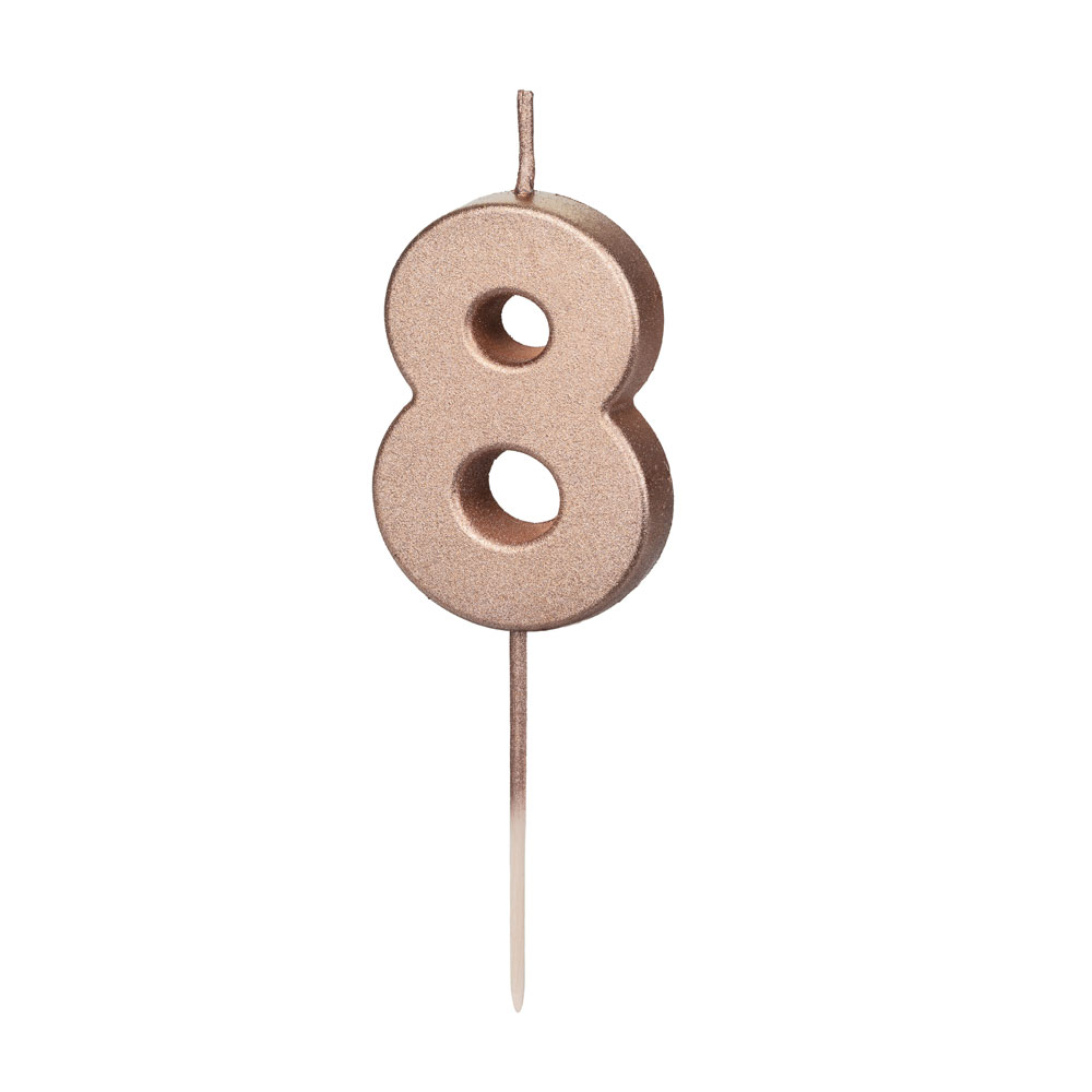 Partydeco Geburtstagskerze Zahlenkerze Rosegold - Zahl 8