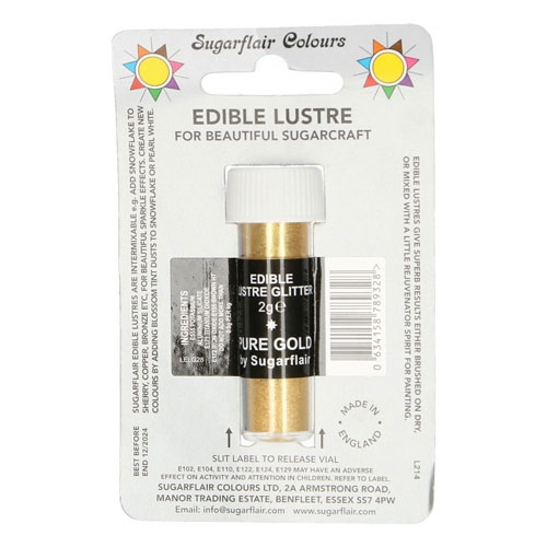 Sugarflair edible Lustre Glitter Pure Gold 4g