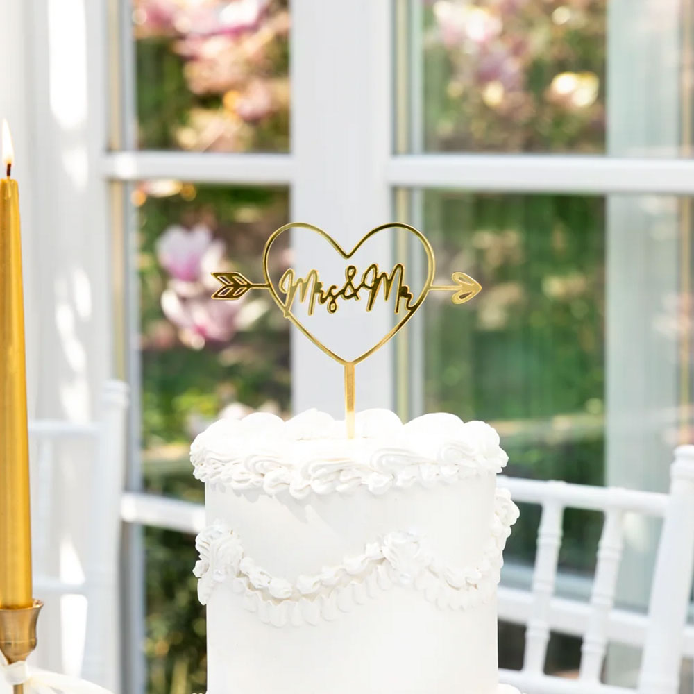 Acryl Topper Hochzeit Gold - Mr & Mrs Gold