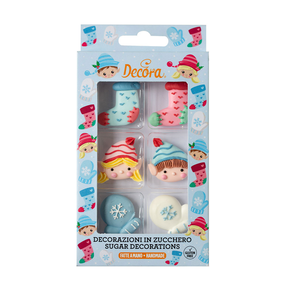 Decora Zuckerdekorationen Elfen & Wintermotive 6 Stück