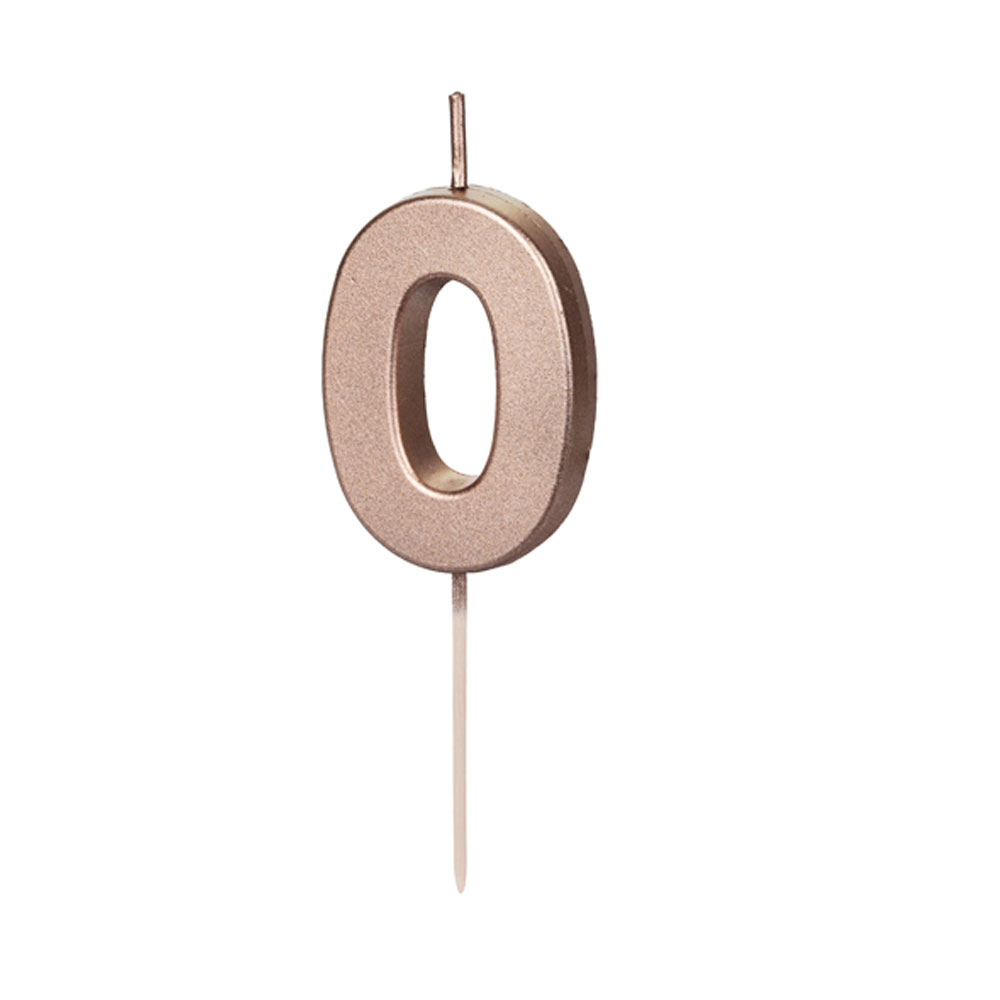 Partydeco Geburtstagskerze Zahlenkerze Rosegold - Zahl 0