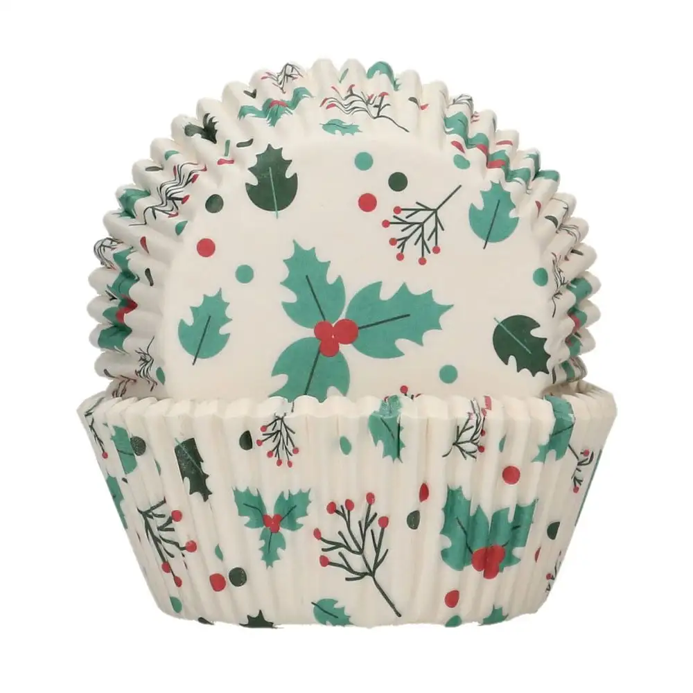 FunCakes Cupcake-Backförmchen Holly Leaf 48 Stück