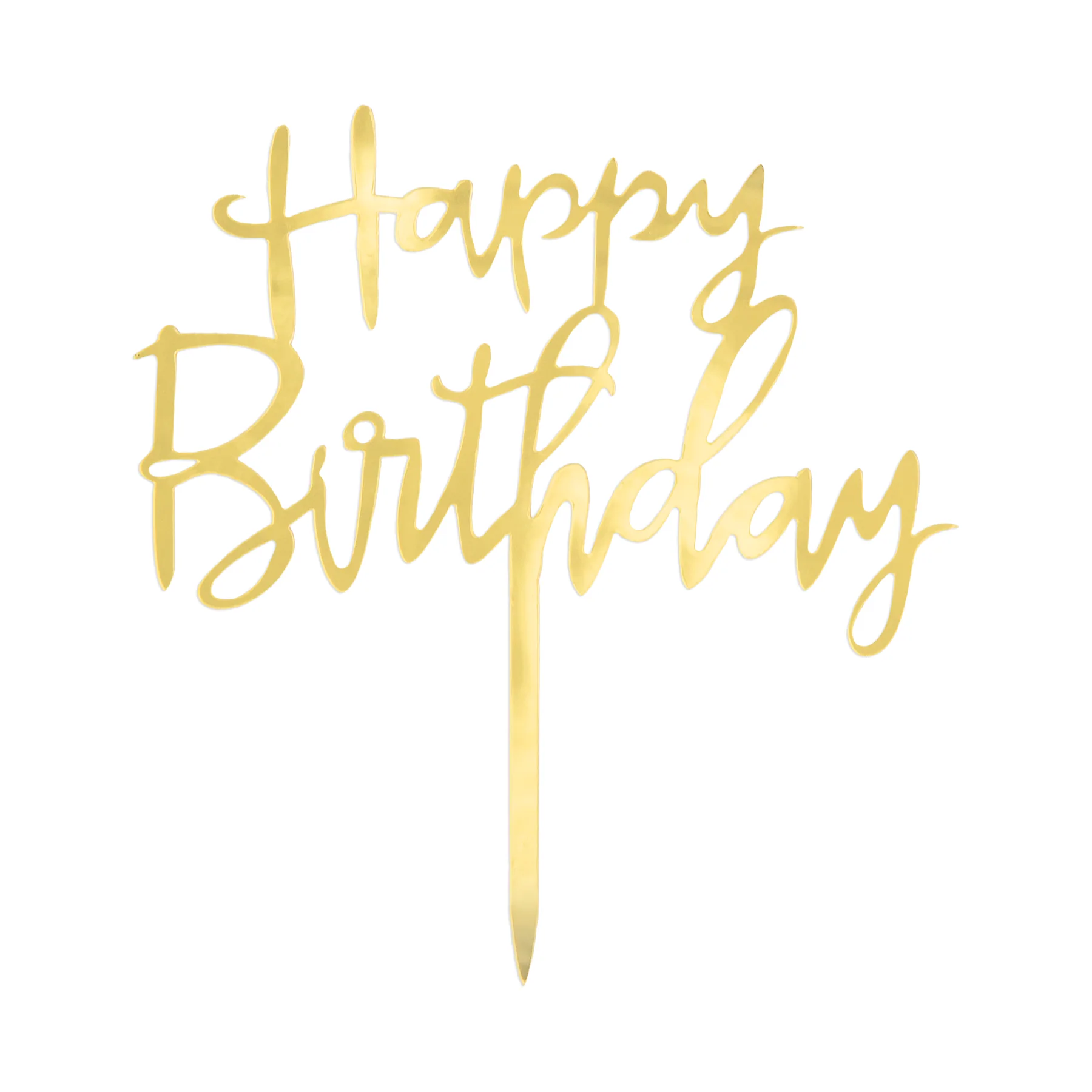 Happy Birthday Cake Topper Acryl Gold - Spiegeloptik
